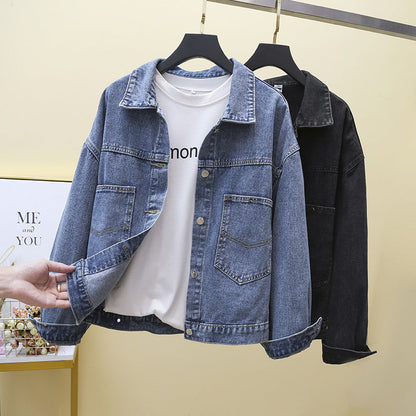 Damen Denimjacke Große Aufsetztaschen Norvielle