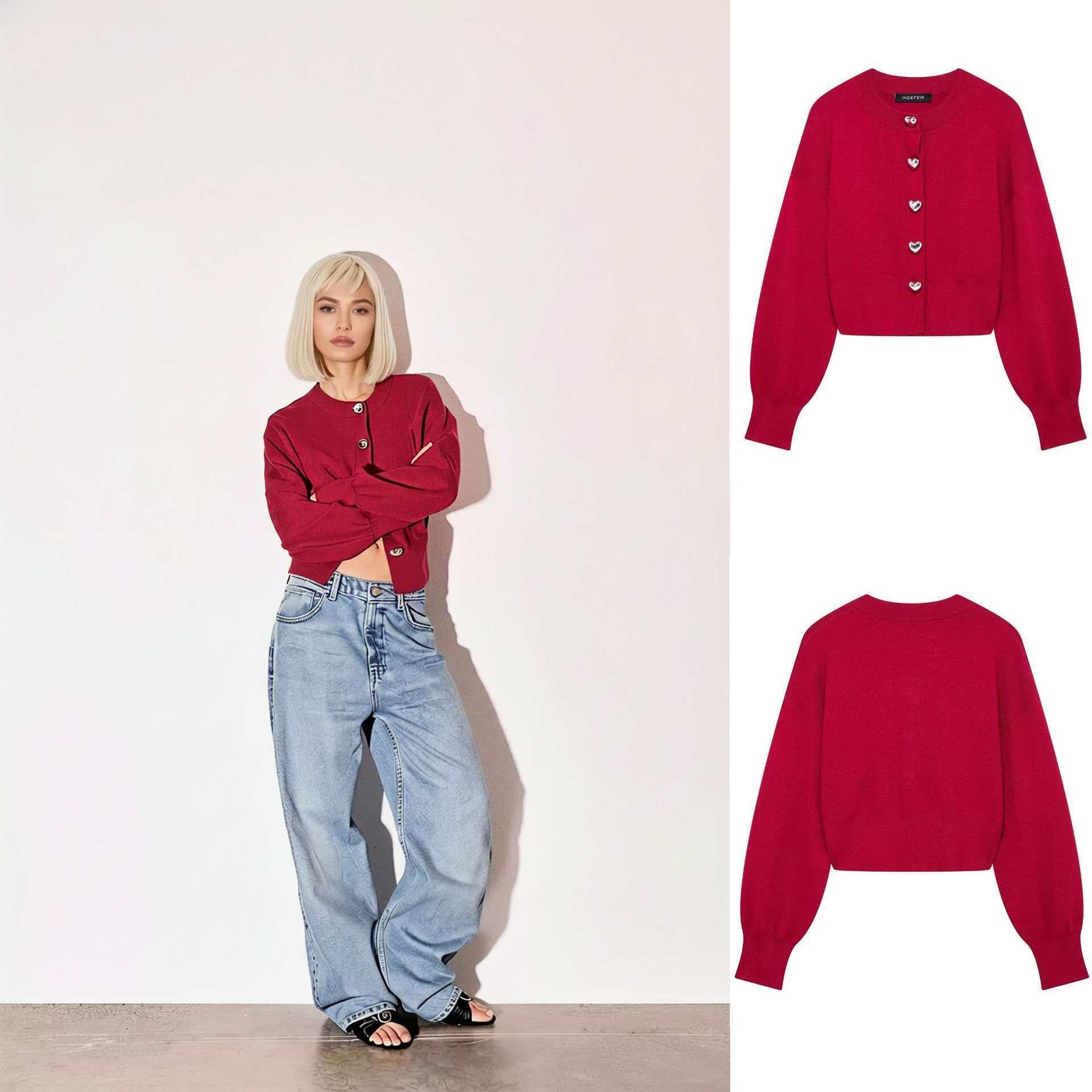 Damen Strickjacke Herzknöpfe Norvielle - Norvielle