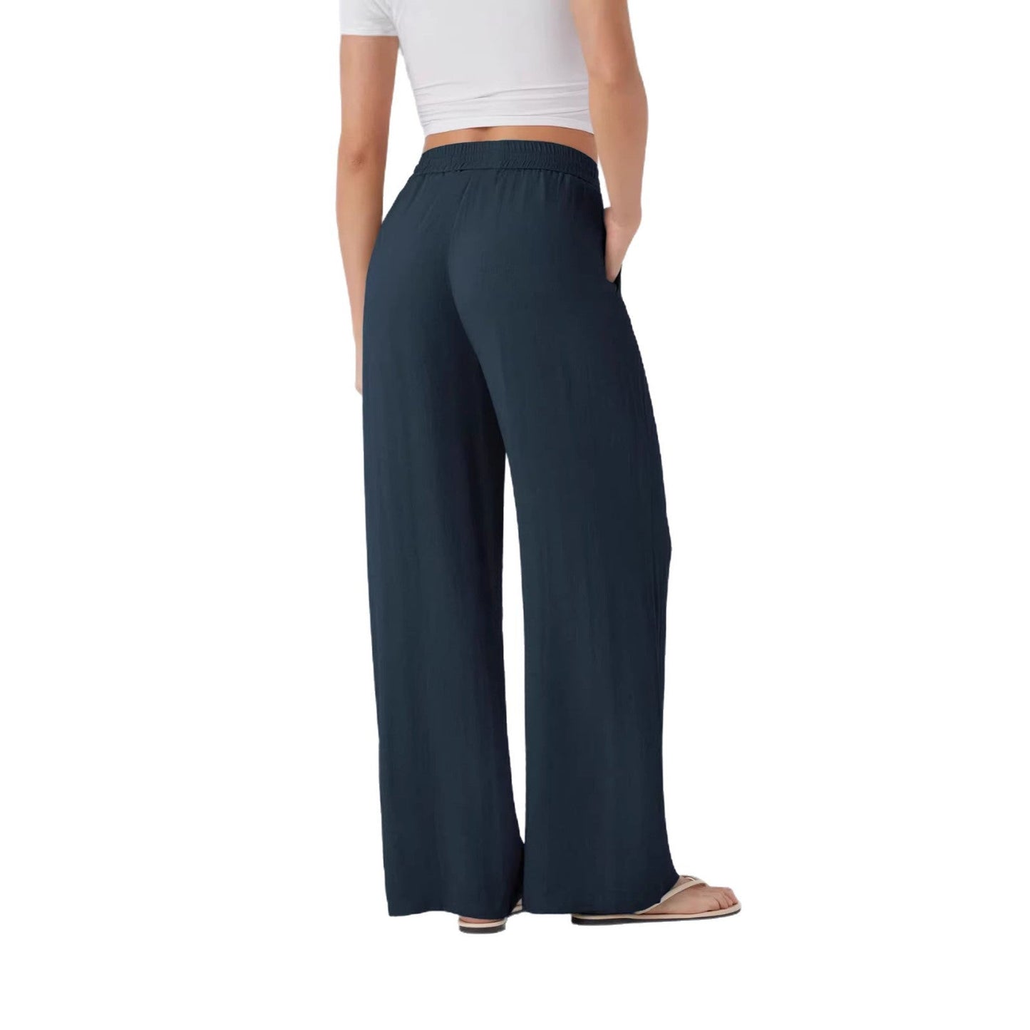 Damen Palazzo-Hose Elastischer Bund Praktische Taschen