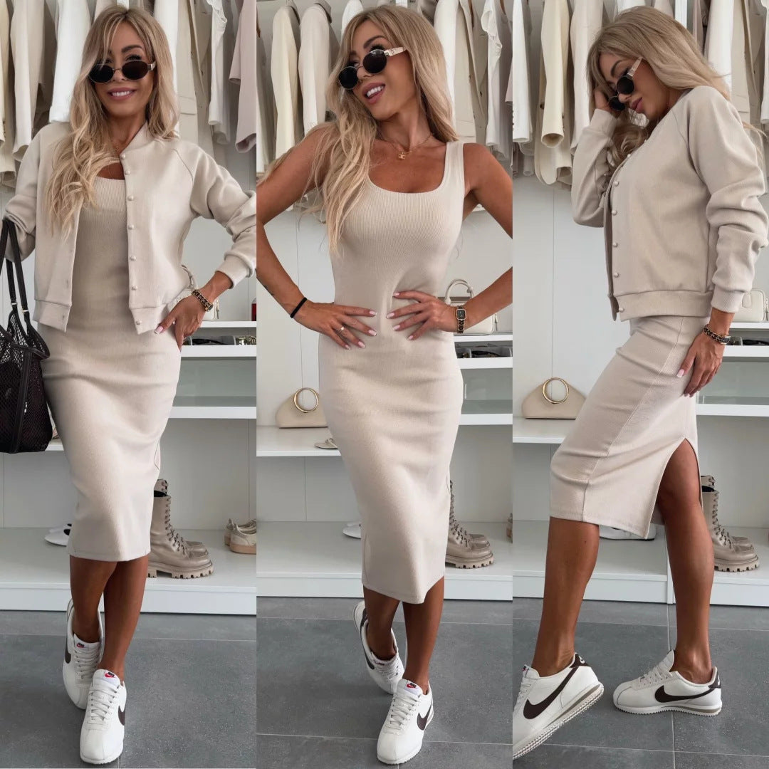 Damen Freizeitkleid mit Strickjacke Norvielle