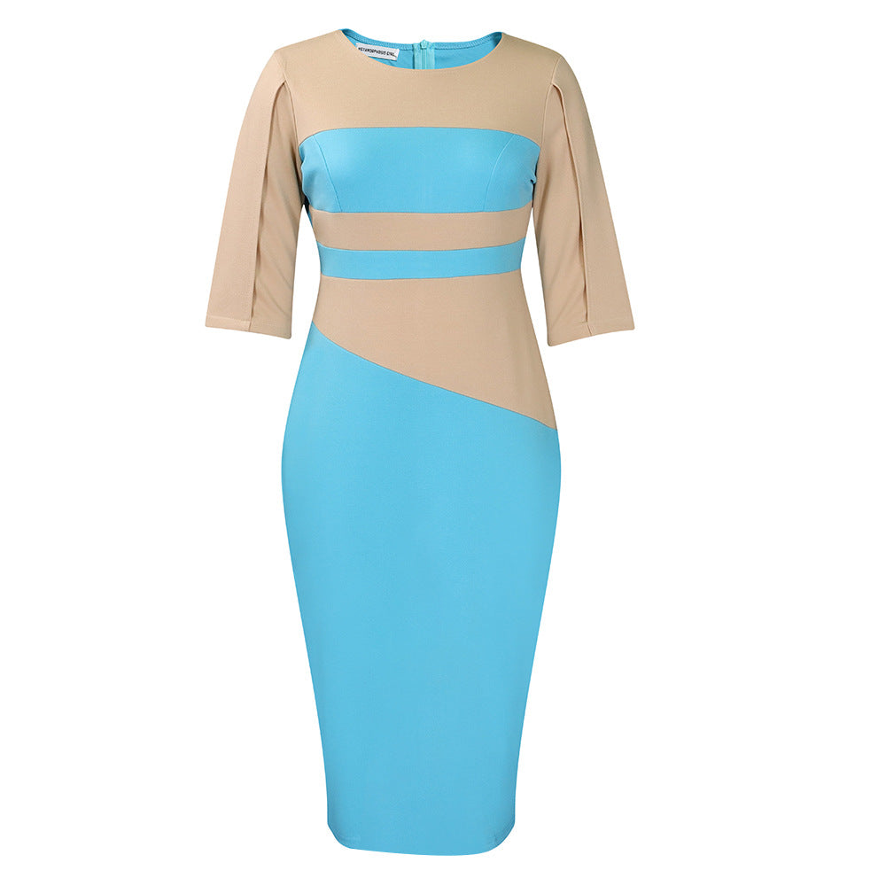 Damen Midi-Kleid Asymmetrisch ¾-Ärmel Norvielle