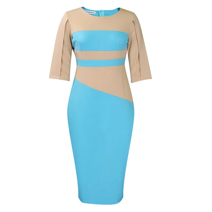 Damen Midi-Kleid Asymmetrisch ¾-Ärmel Norvielle