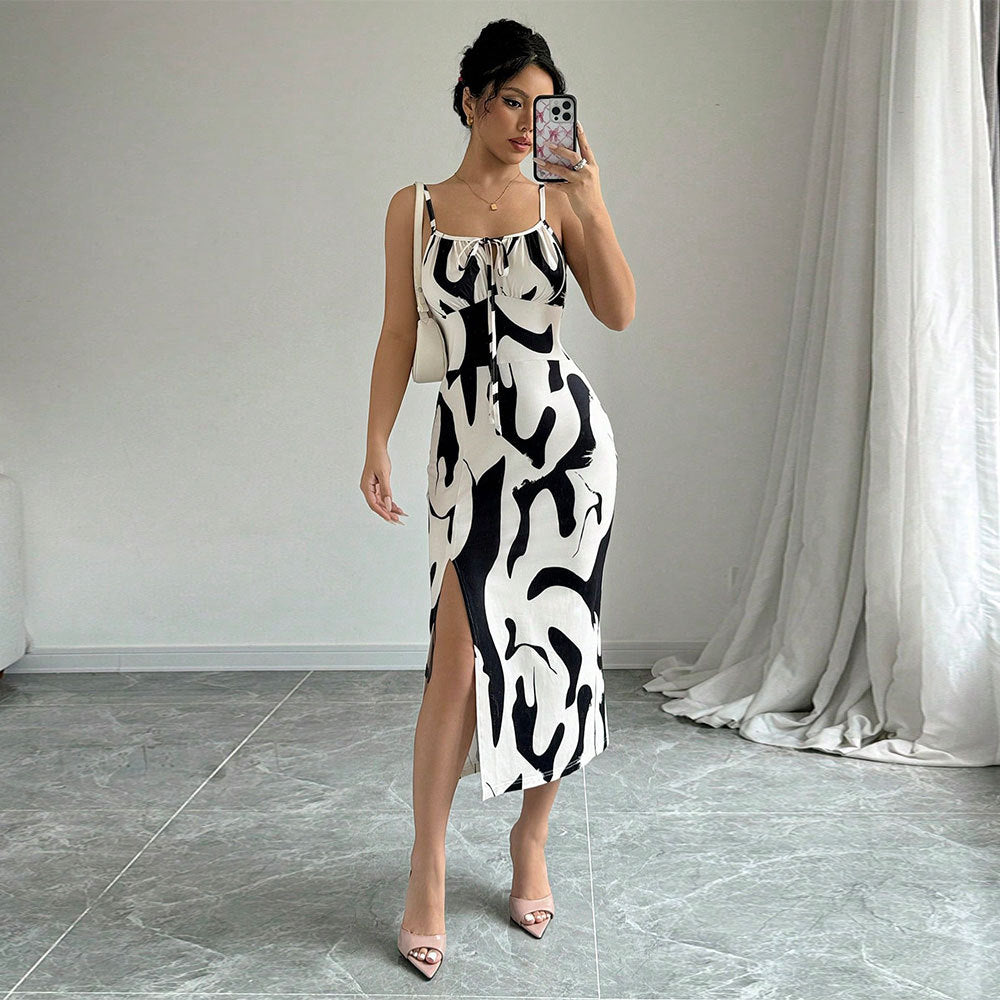 Damen Maxikleid Elegantes Drapierungsdesign Seitlicher Schlitz - Norvielle