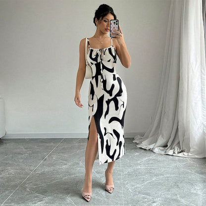 Damen Maxikleid Elegantes Drapierungsdesign Seitlicher Schlitz - Norvielle