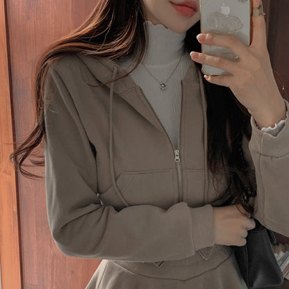 Damen Sport Crop-Set Kleid Kapuzenjacke