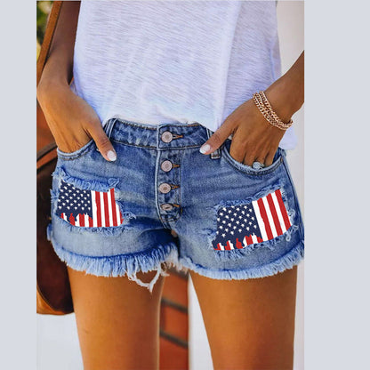 Damen Vintage-Shorts Jeans flaggenmotiviert Norvielle