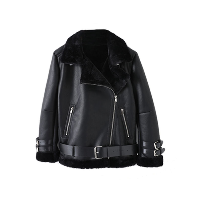 Damen Kunstlederjacke Abnehmbares Innenfutter