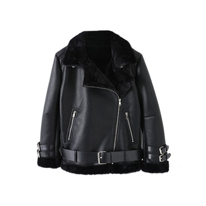 Damen Kunstlederjacke Abnehmbares Innenfutter
