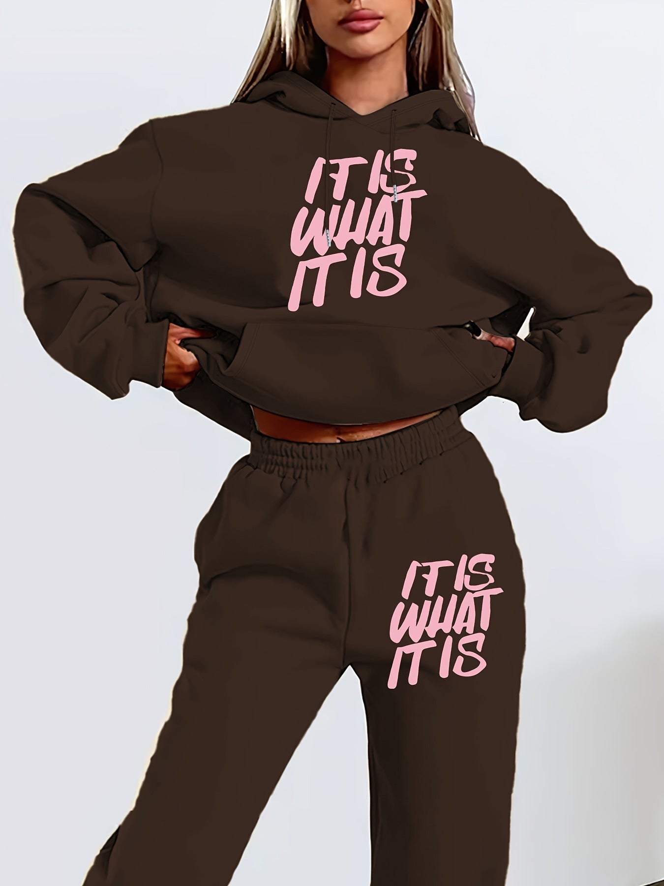 Damen Jogginganzug Statement-Print Lässiger Schnitt Norvielle