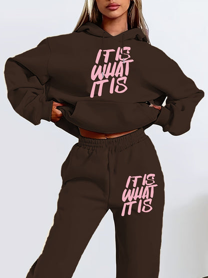 Damen Jogginganzug Statement-Print Lässiger Schnitt Norvielle