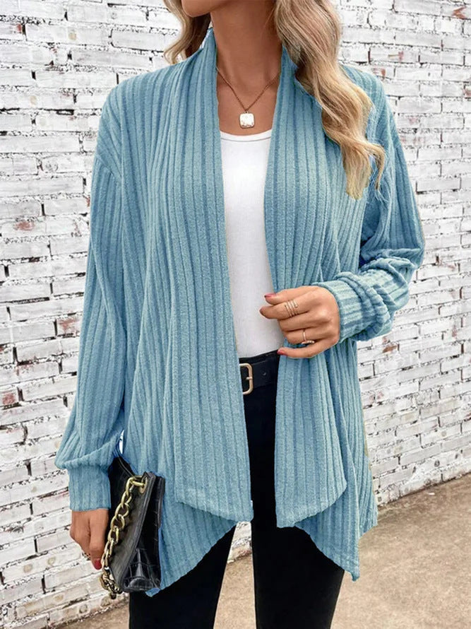 Damen Gekämmter Cardigan Rippstruktur Beige