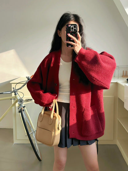 Damen Grobstrickjacke Norvielle mit Knöpfen und Taschen