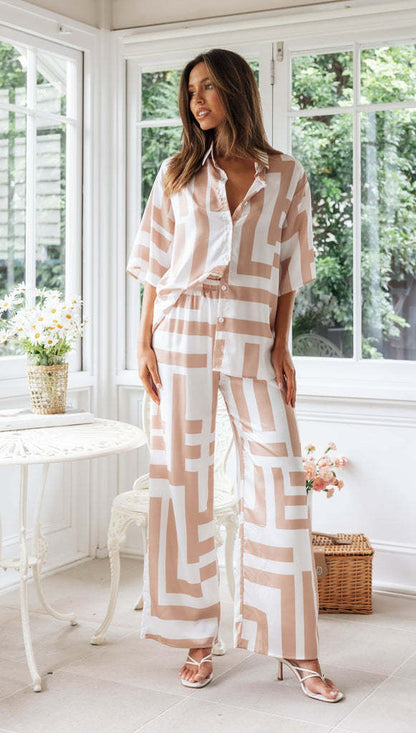 Damen Lounge-Anzug Geometrisches Muster Norvielle