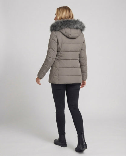 Damen Daunenjacke Fellkragen