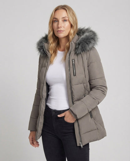 Damen Daunenjacke Fellkragen