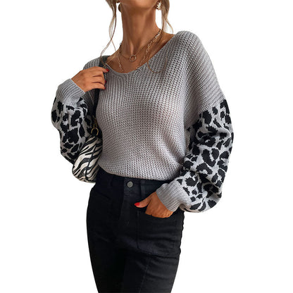 Damen Strickpullover mit Tiermuster Ärmel Norvielle