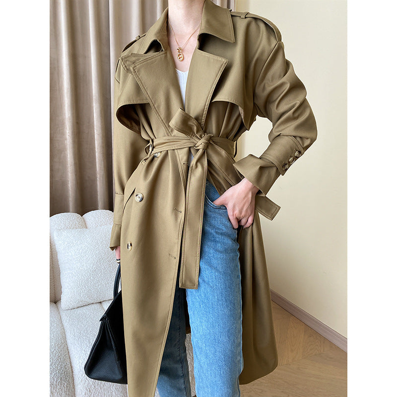 Damen Trenchcoat Klassischer Schnitt Gürtel Norvielle - Norvielle