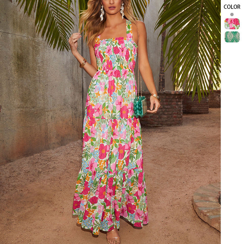 Damen Maxikleid Schulterfrei Floralmuster Norvielle - Norvielle