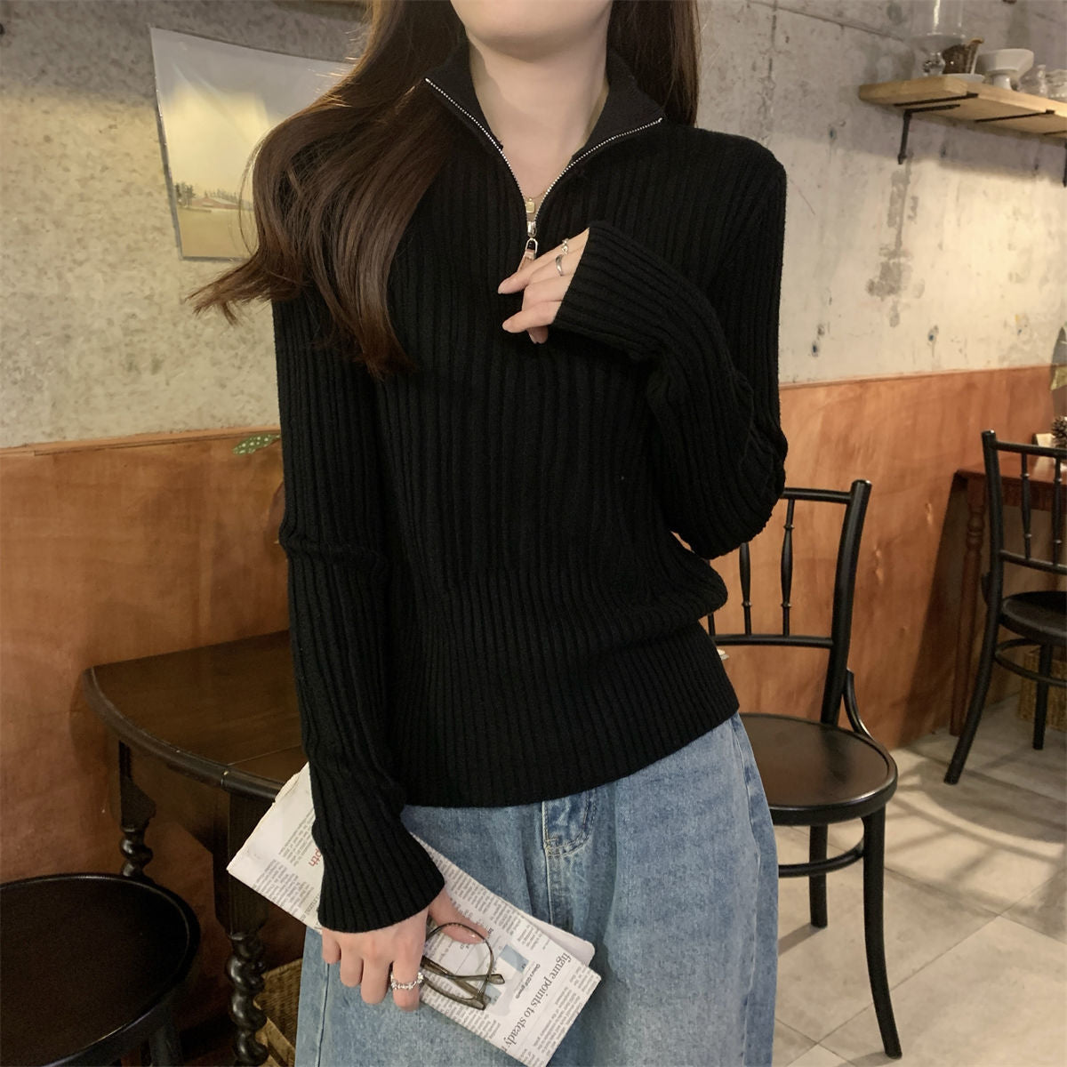 Damen Sweatshirt Stehkragen Norvielle
