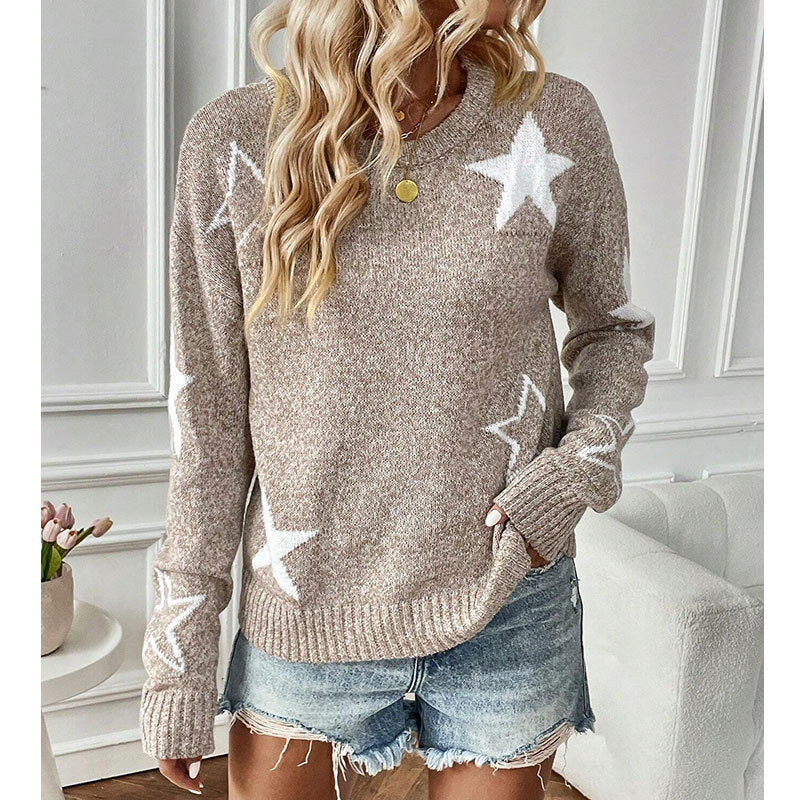 Damen Strickpullover Sternenmuster Norvielle