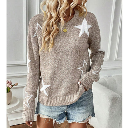 Damen Strickpullover Sternenmuster Norvielle