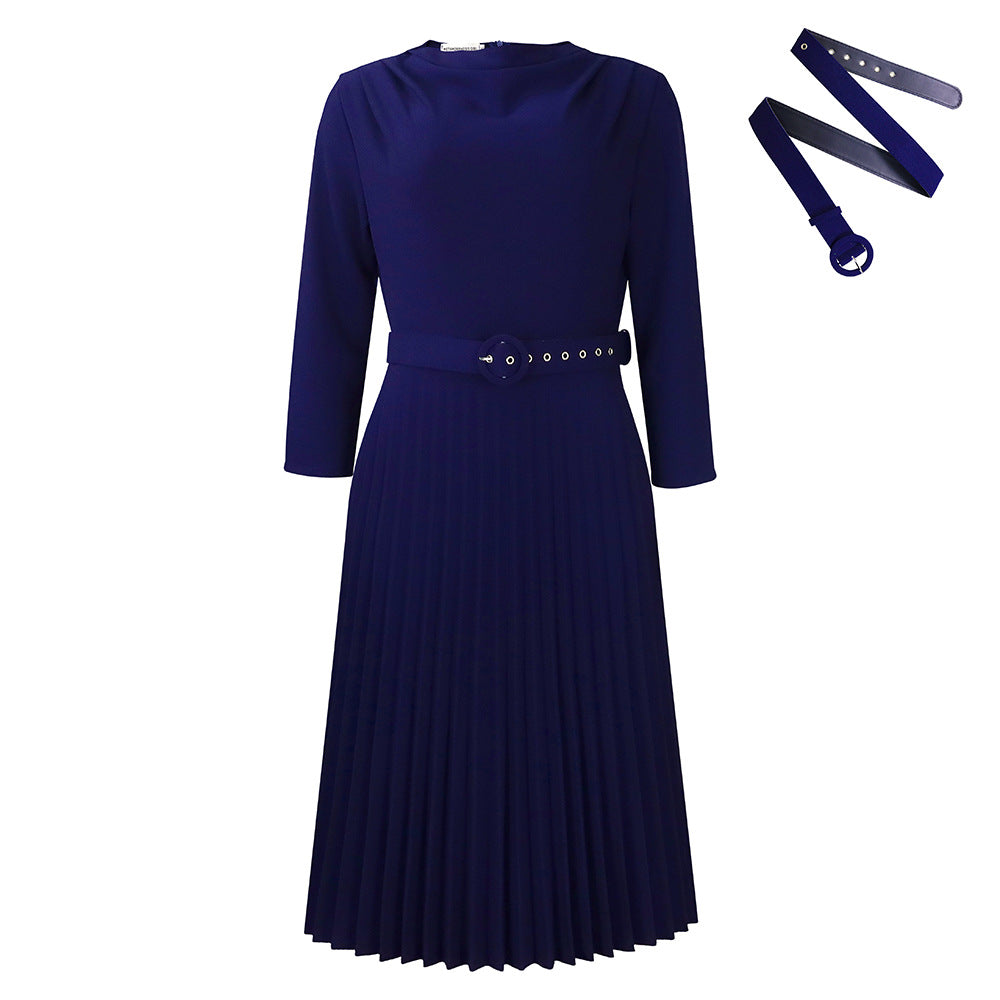 Damen Midikleid Plissee Tailliert Norvielle