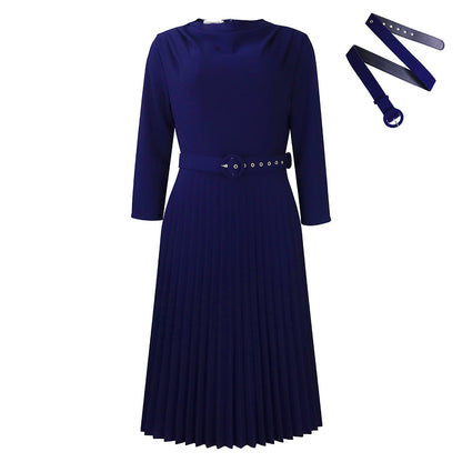 Damen Midikleid Plissee Tailliert Norvielle