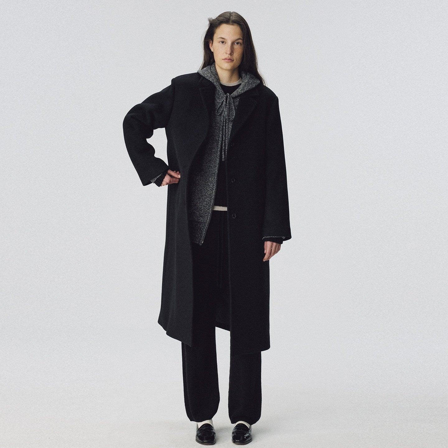 Damen Eleganter Langer Mantel mit Revers und Taschen