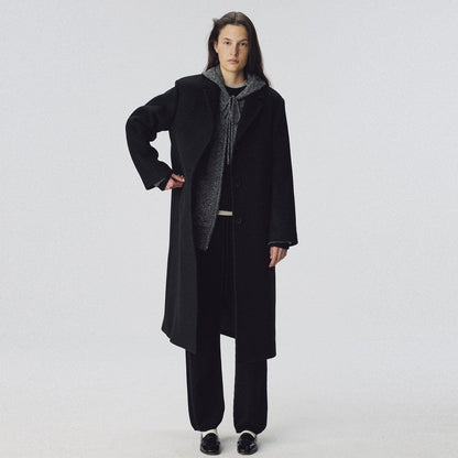 Damen Eleganter Langer Mantel mit Revers und Taschen