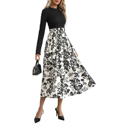 Damen Maxikleid Floralmuster Eleganter Bund Norvielle