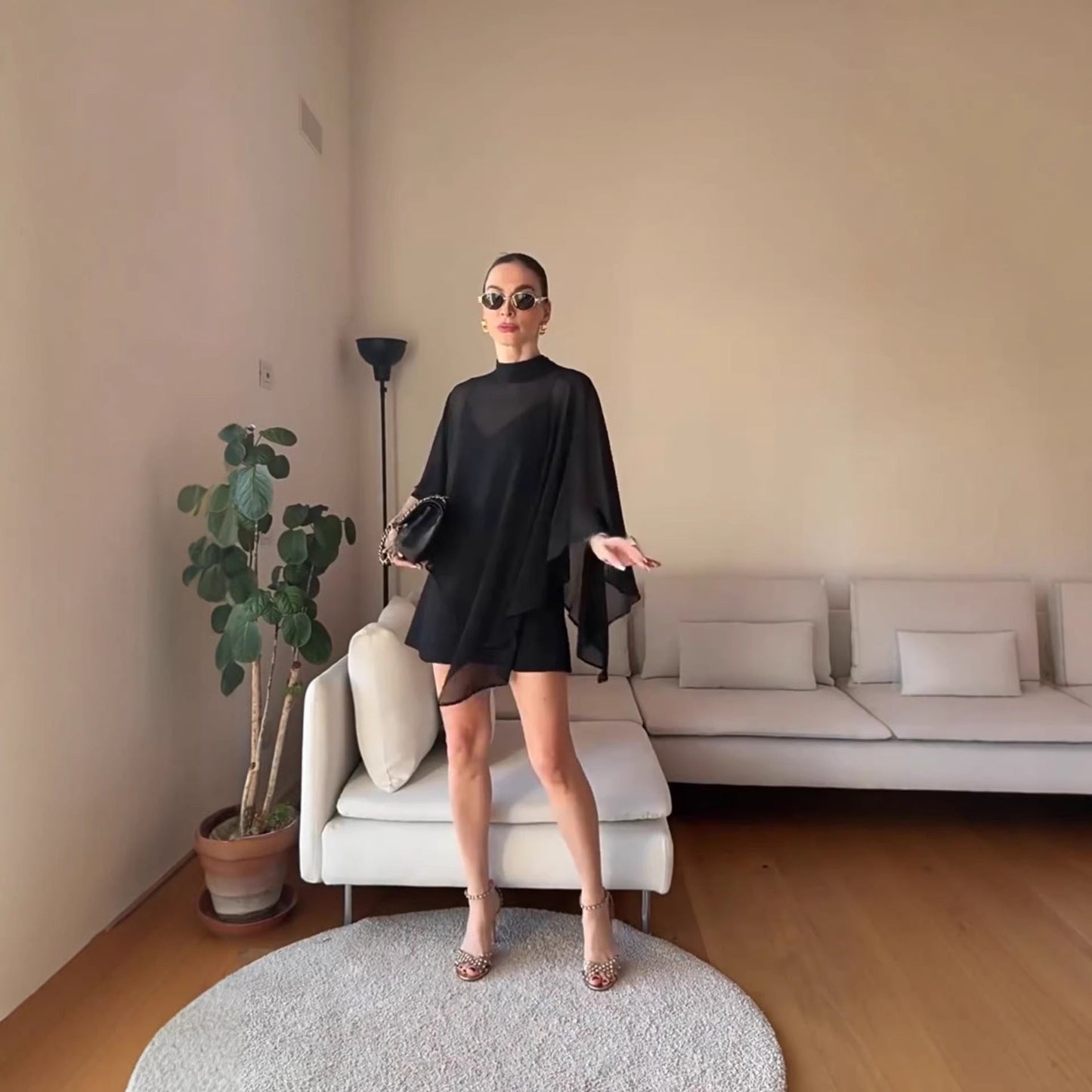Damen Chiffon-Tunika Asymmetrisch Fließend Norvielle