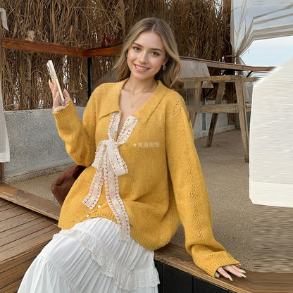 Damen Strickpullover Norvielle mit Schleifenapplikation