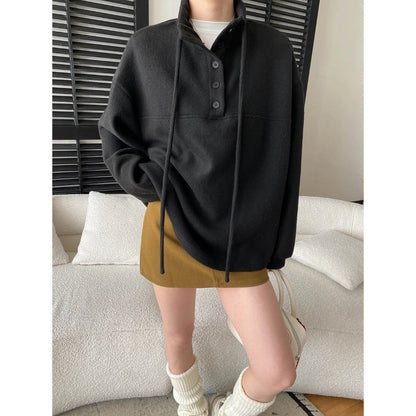 Damen Fleece-Pullover Lässig Hochkragen Norvielle