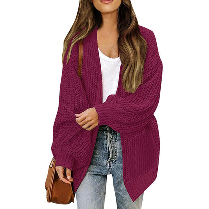 Damen Grobstrickjacke Lässiger Schnitt Überschnittene Schultern