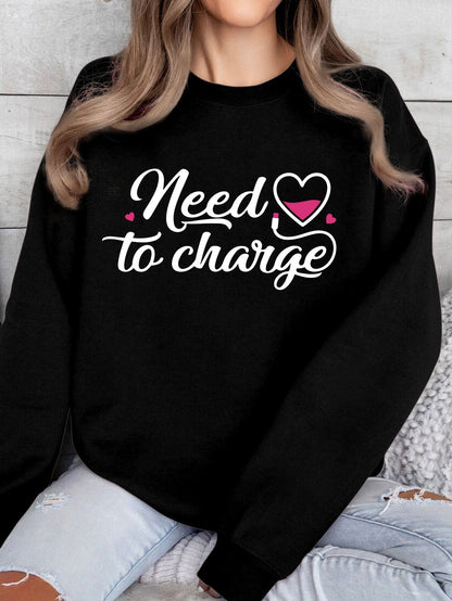 Damen Sweatshirt Herzspruch Lässig Norvielle