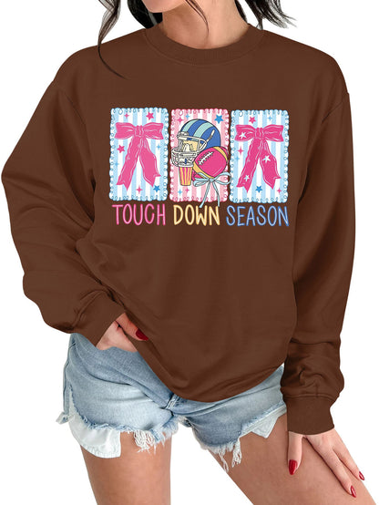 Damen Sweatshirt Football Motiv Lässig Grün