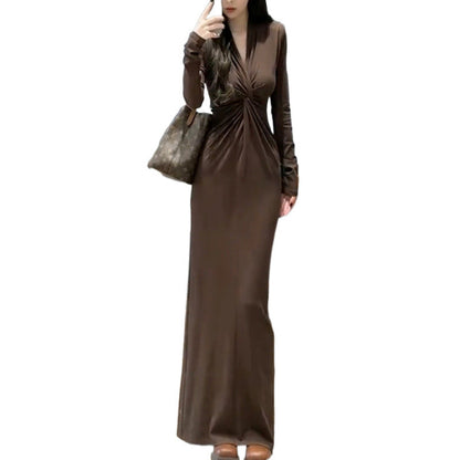 Damen Wickelkleid V-Ausschnitt Faltenwurf Norvielle