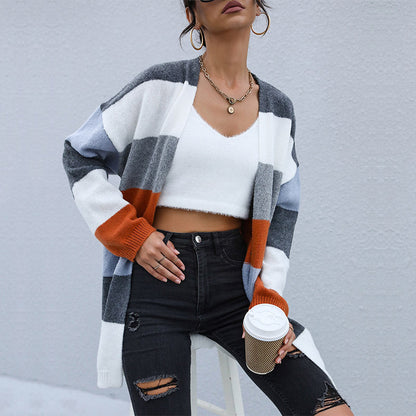 Damen Strickcardigan Offen Weich Rot Grün