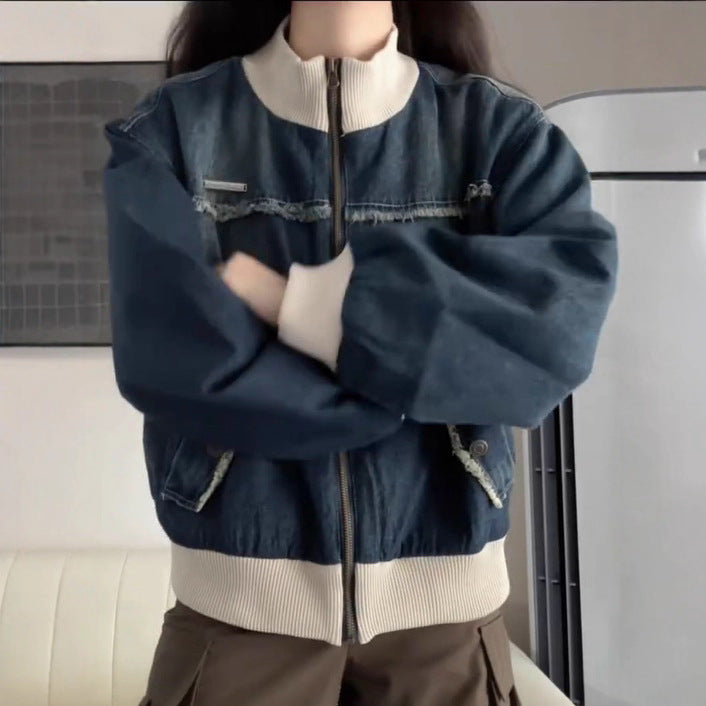 Damen Jeansjacke mit Kontrastdetails