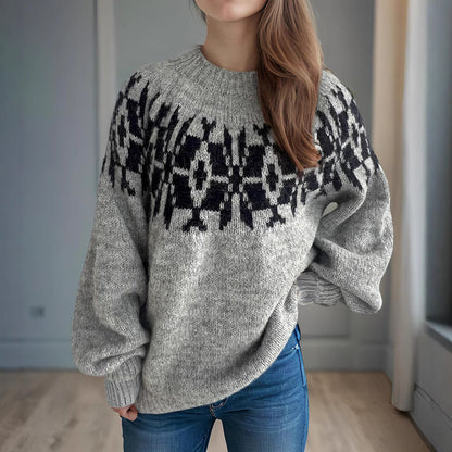 Damen Pullover Norweger Muster Norvielle