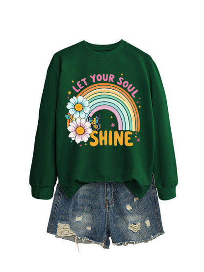 Damen Sweatshirt Bunt Floralmuster Baumwolle