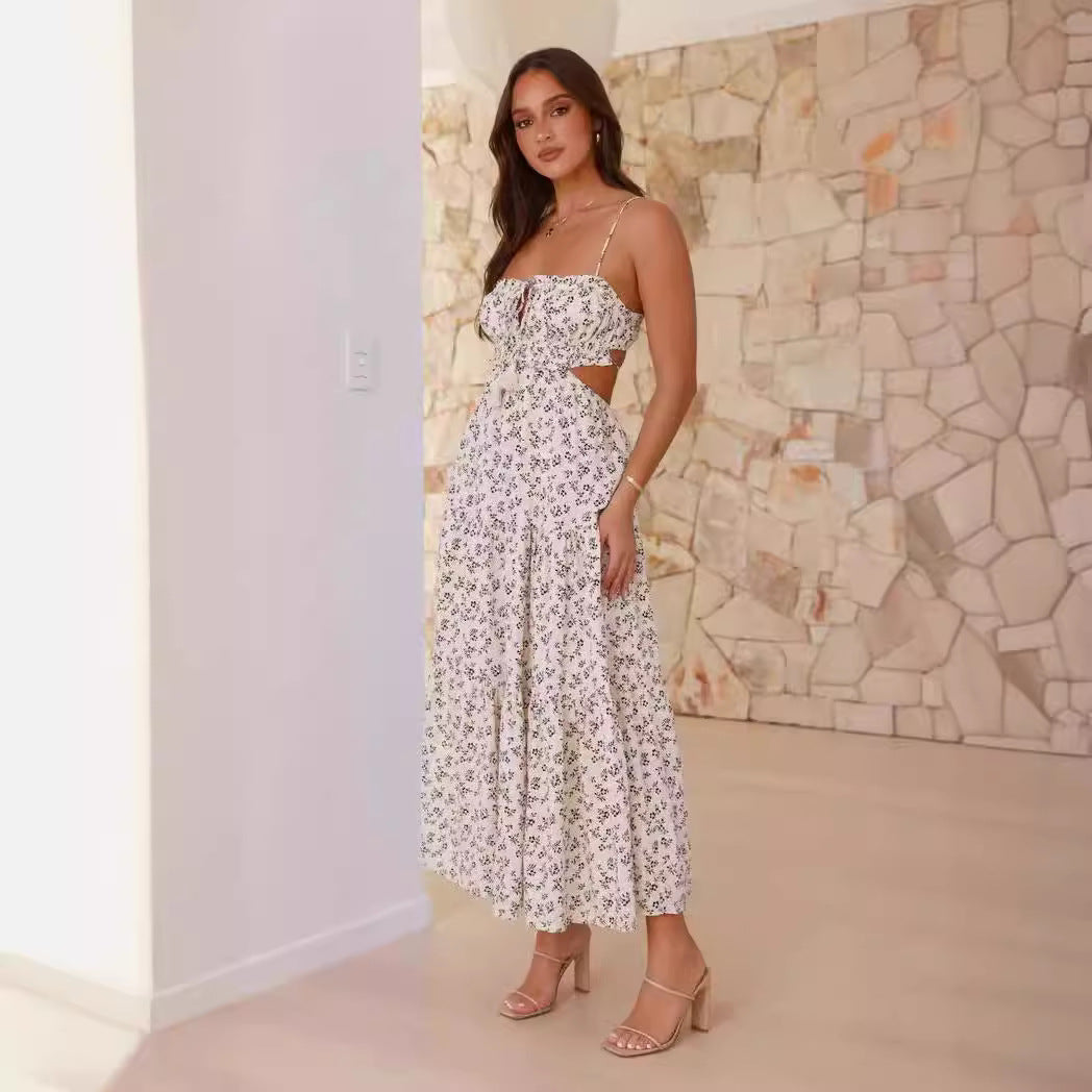 Damen Maxi-Kleid mit Raffung Spitzenakzente Norvielle
