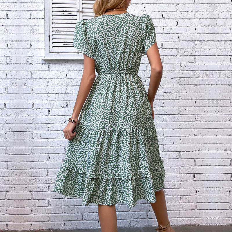 Damen Sommerkleid Rüschendetails Florales Muster Blumen Norvielle