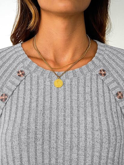 Damen Strickpullover Dekorative Knöpfe Norvielle