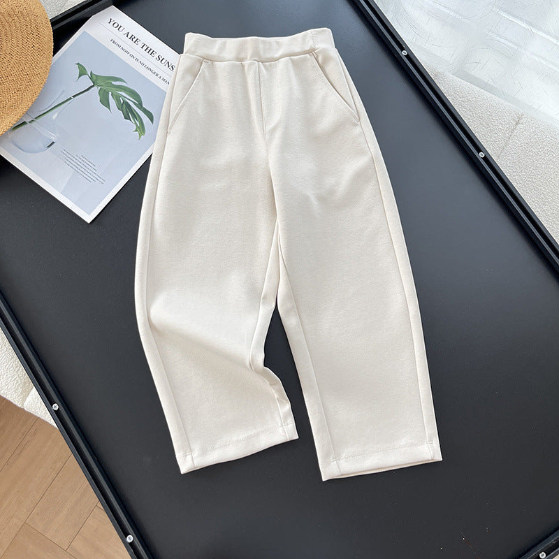 Damen Cozy Freizeithose Hochtailliert Praktische Taschen Beige