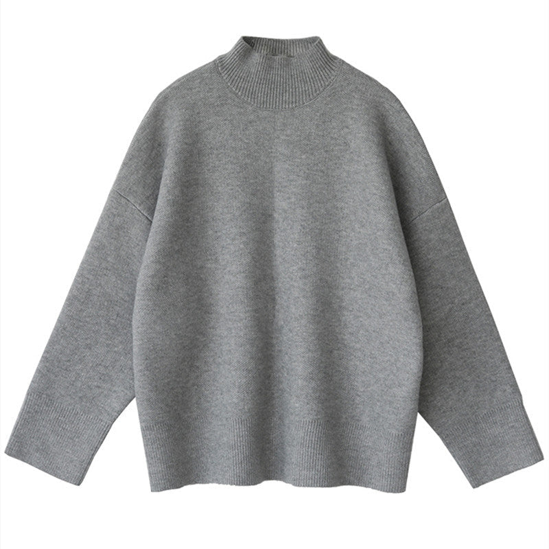 Damen Rollkragenpullover Grobgestrickt Weite Passform Beige