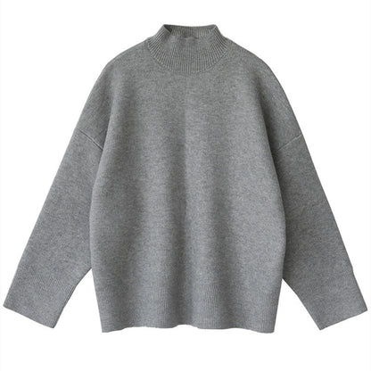 Damen Grobstrickpullover Rollkragen Überschnittene Schultern Norvielle