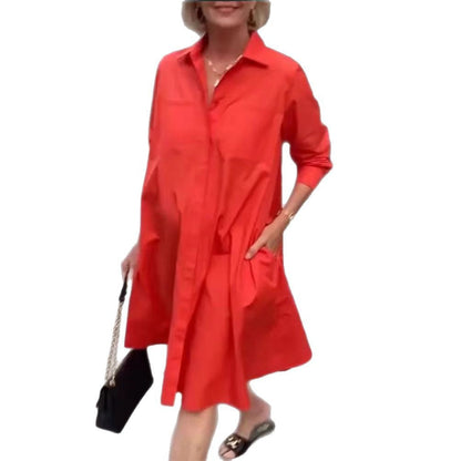 Damen A-Linien Hemdkleid mit Taschen Norvielle