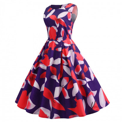 Damen A-Linien Kleid Floralmuster Eleganter Saum