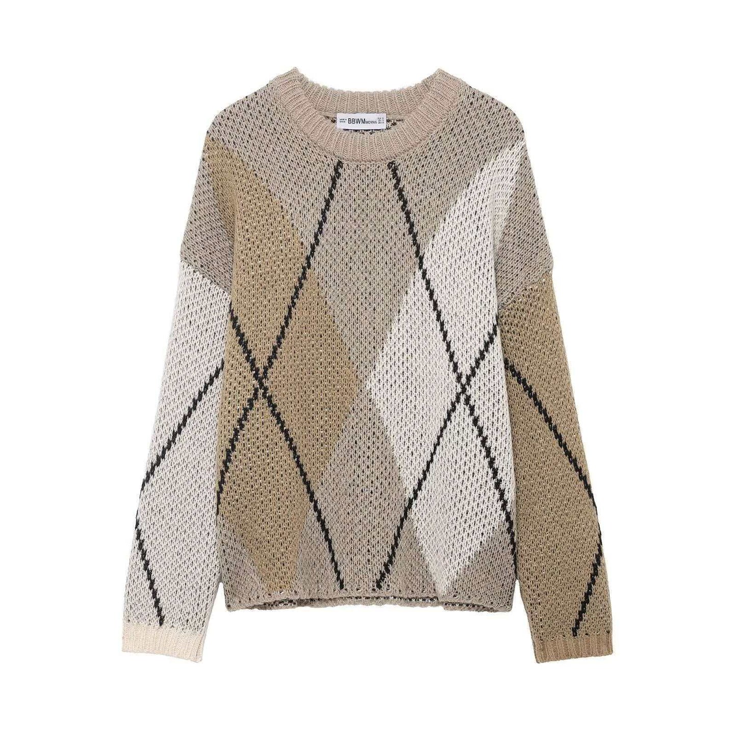 Damen Pullover Rautenmuster Norvielle